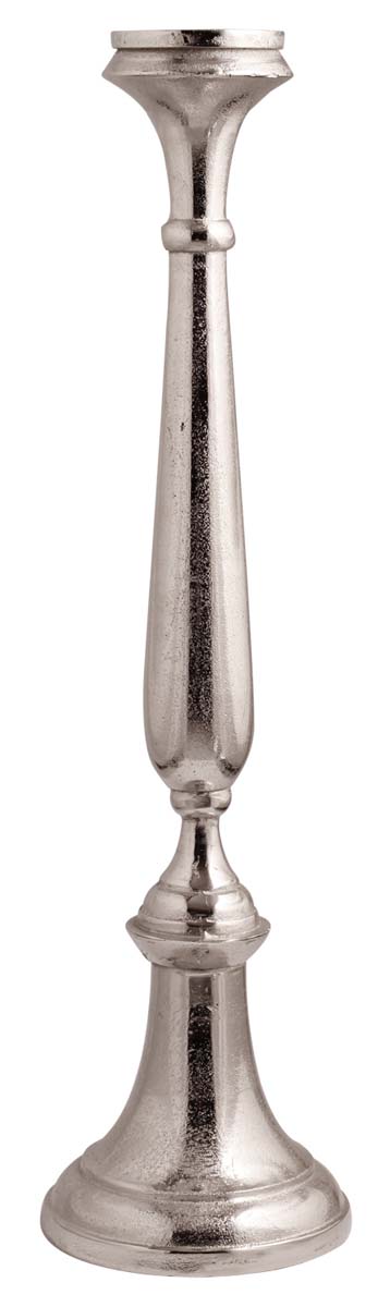 39” Tall Pillar Candle Holder in Aluminum with Silver Tone – Antique-Look Home Décor / Gifts